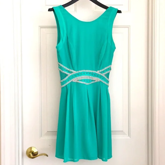 crystal doll dresses green Area Crystal Cup Mini Dress